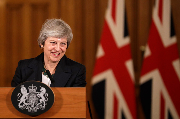 -La Première ministre britannique Theresa May donne une conférence de presse le 15 novembre 2018 au 10 Downing Street, dans le centre de Londres. - La Première ministre britannique Theresa May s'est opposée jeudi à une rébellion contre son projet de contrat sur le Brexit. Photo MATT DUNHAM / AFP / Getty Images.