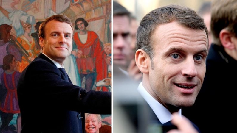 À gauche Emmanuel Macron Le 7 mai 2017 (CHRISTOPHE ENA/AFP/Getty Images). À droite, Emmanuel Macron le 7 novembre 2018 à Charleville-Mezieres (FRANCOIS NASCIMBENI/AFP/Getty Images)