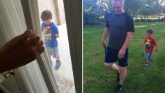 Un garçon se présente à la porte d’un voisin pour faire du jardinage après le déploiement de son père soldat