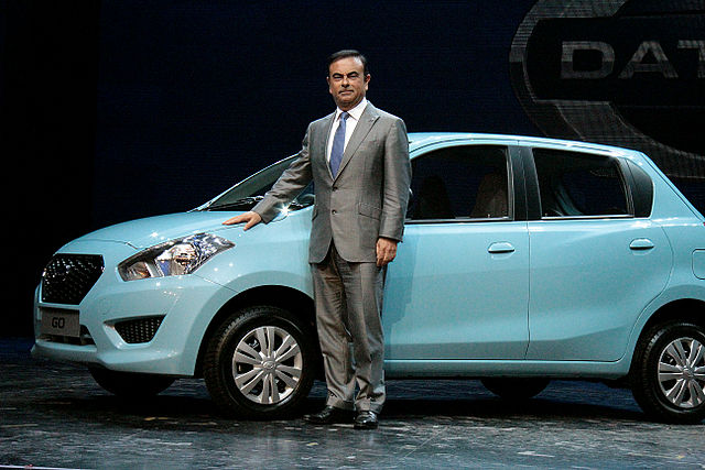 -Carlos Ghosn au lancement de Datsun à New Delhi, en Inde, le 15/07/2013 - Photographie de Bertel Schmitt sur Wikipedia