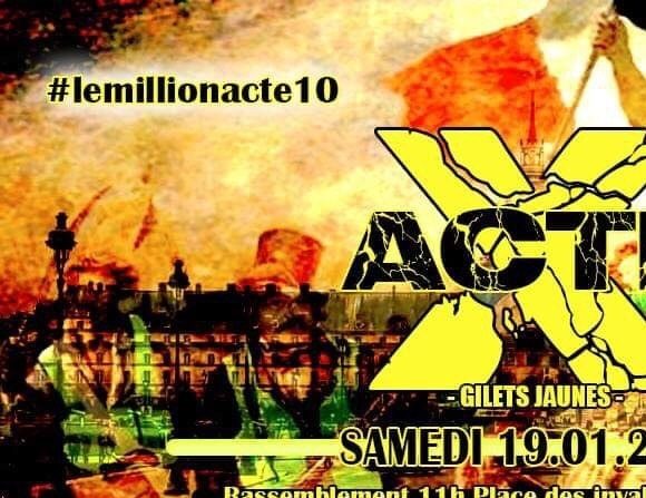 "Gilets jaunes" Acte10, nouveaux rassemblements en France. (Capture d'écran Facebook LaFrance énervée Acte 10)