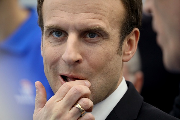 Le président Emmanuel Macron après sa  rencontre avec la délégation du CFCM.  (Photo :  LUDOVIC MARIN/AFP/Getty Images)