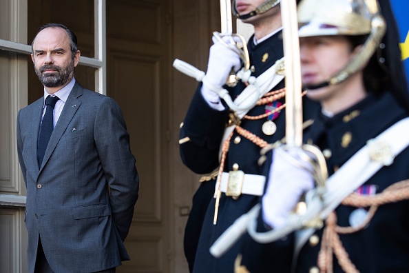 Le Premier ministre français Edouard Philippe à l'entrée de Matignon.Paris février 2019. (Photo : THOMAS SAMSON/AFP/Getty Images)