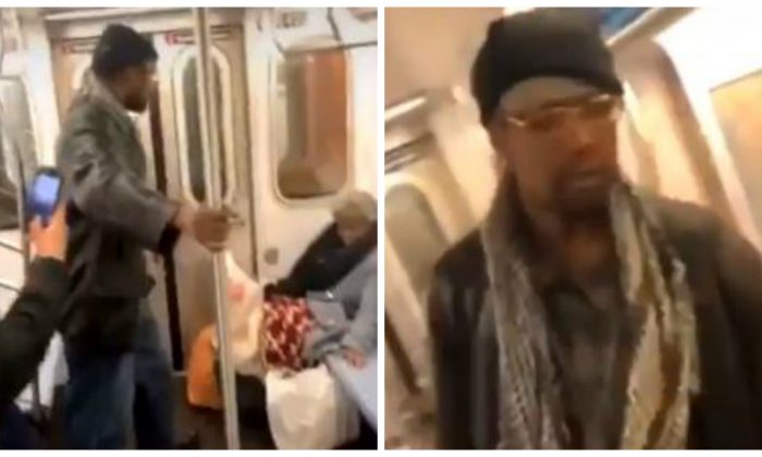 Un homme a été filmé en train de frapper une femme au visage dans le métro de New York le 10 mars 2019. (Rello/Twitter ; NYPD) 