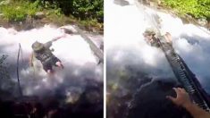 Dans une vidéo percutante, un homme tente de sauver un ami des rapides