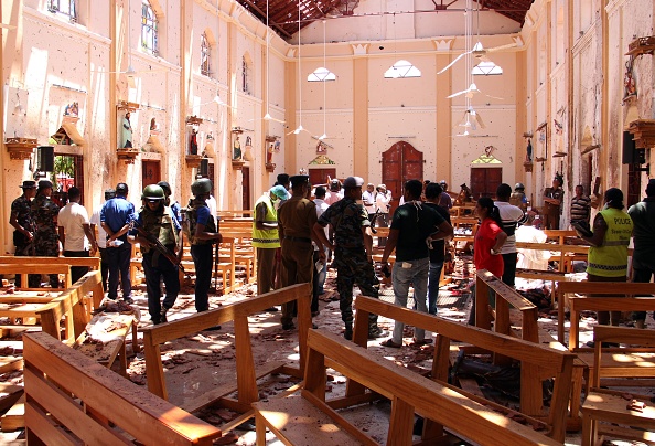 L'église de St Sebastian à Negombo, au nord de la capitale de Colombo le 21 avril 2019. (STR/AFP/Getty Images)