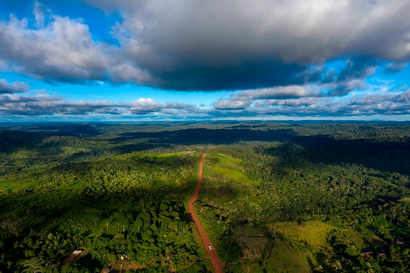 Vue aérienne de la route Transamazonica (BR-230) près de Medicilandia, État Para, Brésil, le 13 mars 2019. - Selon l'ONG Imazon, la déforestation en Amazonie a augmenté de 54% en janvier 2019.  (Photo : MAURO PIMENTEL/AFP/Getty Images)