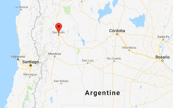 Argentine : découverte d'un cimetière de dinosaures datant de 220 millions d'années.(Photo : Googlemaps)