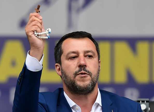 Le vice-Premier ministre et ministre de l'Intérieur italien Matteo Salvini, le 18 mai 2019, à Milan.     (Photo : MIGUEL MEDINA/AFP/Getty Images)