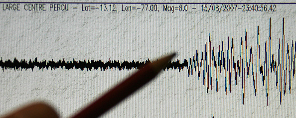 -Illustration- Le site Web ReNass (Réseau national de surveillance sismique, situé à Strasbourg) présente le graphique du séisme survenu au Pérou le 15 août 2007, qui a atteint 7,9 sur l'échelle de Richter. Photo OLIVIER MORIN / AFP / Getty Images.