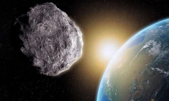 Le travail d'un artiste montre un astéroïde près de la Terre. (NASA)
