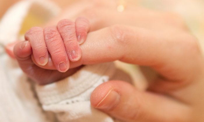 Image d'une main de bébé qui tient un doit d'adulte.