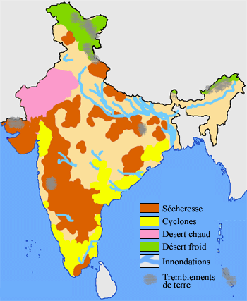 -La population indienne est en attente de la mousson. Carte Wikipédia réalisée par Nichalp.