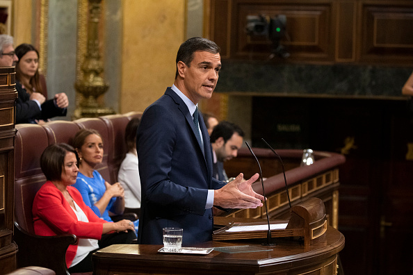 -Le Premier ministre espagnol par intérim, Pedro Sanchez, s'est exprimé lors de la troisième journée du débat sur l'investiture devant le Parlement espagnol, le 25 juillet 2019, à Madrid, en Espagne. Photo de Pablo Blazquez Dominguez / Getty Images.