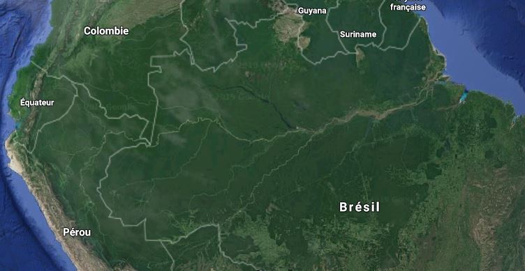 Une photo satellite du nord de l'Amérique du Sud, prise le 28 août 2019 (Capture d'écran | Google Maps)