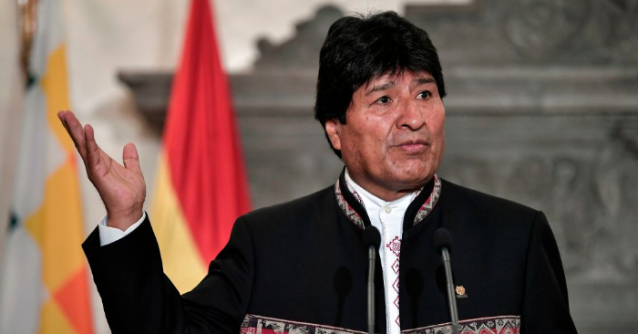 Le président bolivien Evo Morales fait des déclarations à la presse à Athènes le 15 mars 2019. Photo par LOUISA GOULIAMAKI/AFP/Getty Images.