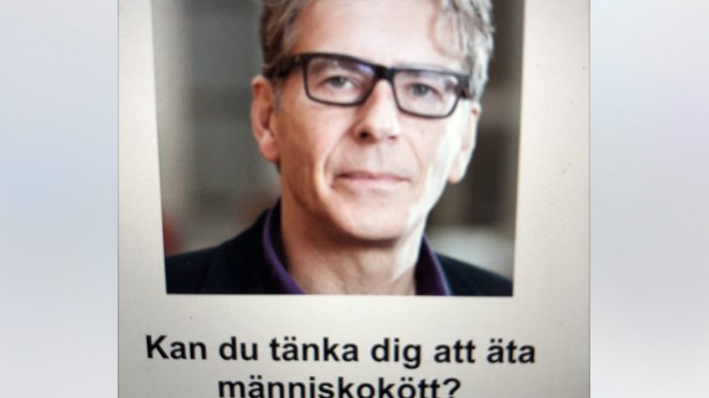 Une capture d'écran d'un programme télévisé dans lequel le comportementaliste Magnus Söderlund demande : «Pouvez-vous imaginer manger de la chair humaine?» (capture d'écran/Suède Channel 4)