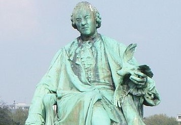 -Statue en bronze du naturaliste français Georges-Louis Leclerc, comte de Buffon (1707-1788) par Jean Carlus (Français, 1852-1930), Jardin des Plantes Paris. Photo David Monniaux Wikipédia.
