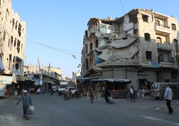 Des immeubles lourdement endommagés dans la ville d'Idlib sous contrôle des rebelles dans le nord-ouest de la Syrie le 16 septembre 2019.  (Photo : ZEIN AL RIFAI/AFP/Getty Images)