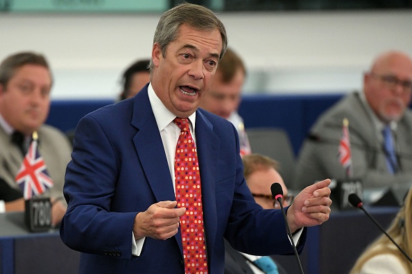 Nigel Farage, lors d'une discussion sur le Brexit au Parlement européen à Strasbourg, dans le nord-est de la France, le 18 septembre 2019. (Photo de FREDERICK FLORIN / AFP / Getty Images.)