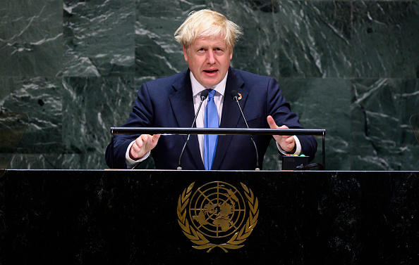 -Le Premier ministre britannique, Boris Johnson, prend la parole lors de la 74ème session de l'Assemblée générale des Nations Unies, le 24 septembre 2019, au siège des Nations Unies à New York. Photo de Johannes EISELE / AFP / Getty Images.