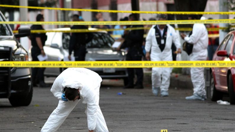 Des experts médico-légaux présents sur les lieux du crime à Guadalajara, dans l'État de Jalisco, le 18 janvier 2019. (Ulises Ruiz/ AFP/Getty Images)