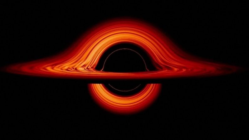Le trou noir super géant se fend et absorbe une étoile de la taille du soleil de la Terre (graphique Nasa). 