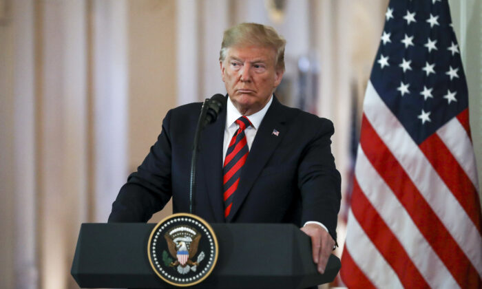 Le président Donald Trump lors d'une conférence de presse dans la salle Est de la Maison-Blanche à Washington le 20 septembre 2019. (Charlotte Cuthbertson/The Epoch Times)