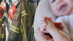 Des pompiers se préparent pour une séance photos après la naissance de 9 bébés dans l’équipe