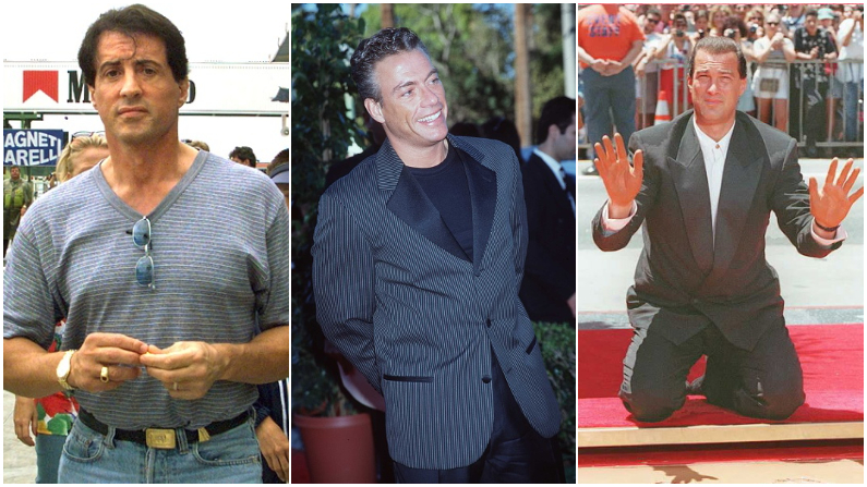 Sylvester Stallone (ERIC CABANIS/AFP/Getty Images) I Jean-Claude Van Damme (Brenda Chase/ Getty Images) l Steven Seagal (Vince Bucci/AFP via Getty Images)