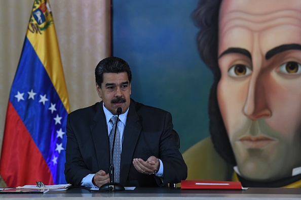 Le dictateur du Venezuela, Nicolas Maduro, lors d'une conférence de presse à Caracas (Crédit :YURI CORTEZ/AFP/Getty Images)