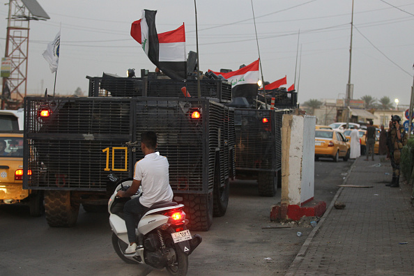 La police irakienne est déployée dans la ville de Sadr City, à majorité chiite, à Bagdad, le 7 octobre 2019. (Photo : AHMAD AL-RUBAYE/AFP via Getty Images)