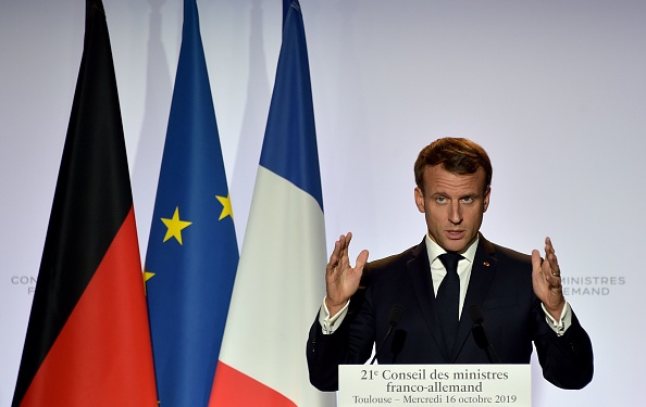 Le président Emmanuel Macron lors d'une conférence de presse à Toulouse. (Photo : PASCAL PAVANI/AFP via Getty Images)