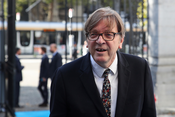 L'eurodéputé belge Guy Verhofstadt, président du "comité de pilotage du Brexit" au parlement européen. (Photo : ARIS OIKONOMOU/AFP via Getty Images)