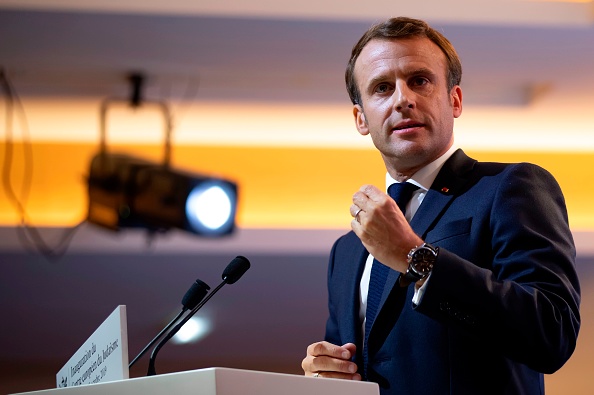 Le président Emmanuel Macron lors de l'inauguration officielle du Centre Européen du Judaïsme à Paris le 29 octobre 2019. (Photo :  IAN LANGSDON/POOL/AFP via Getty Images)