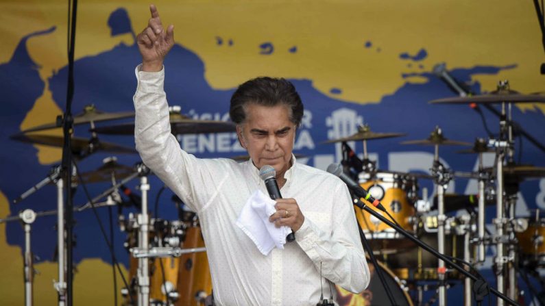 José Luis Rodriguez au Concert «  Venezuela Aid Live » le 22 février 2019, pour collecter des aides pour le pays en crise, sous la dictature. (RAUL ARBOLEDA / AFP / Getty Images)