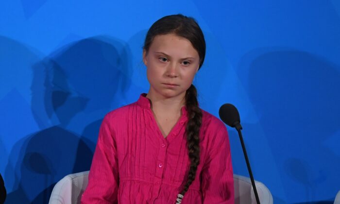Greta Thunberg, jeune militante pour le climat, prend la parole lors du Sommet des Nations Unies sur le climat, le 23 septembre 2019, au siège des Nations Unies à New York. TIMOTHIE A. CLARY/AFP/Getty Images