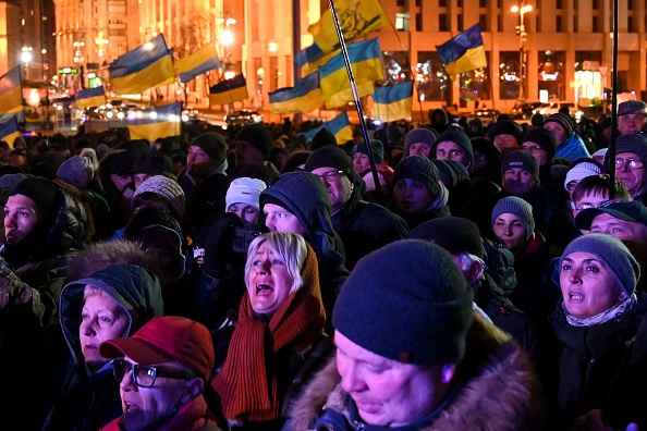 Les manifestants se sont réunis à Kiev le jour où l'Ukraine commémorait le 6e anniversaire  du soulèvement pro-européen du Maïdan, le 21 novembre 2019 (Photo : GENYA SAVILOV/AFP via Getty Images)