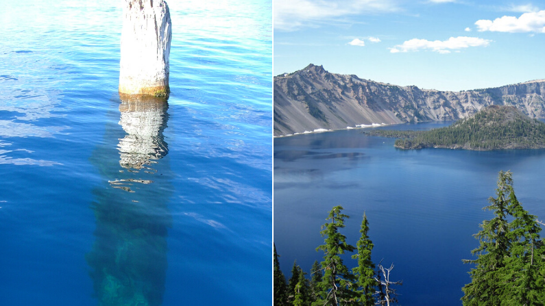 À gauche : Le "Vieil Homme du lac" (Wikipedia/ CC BY-SA 2.5) | À droite : le  Crater Lake en Oregon (Flickr/ CC BY 2.0)