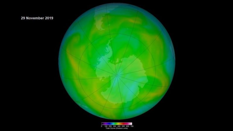 Le trou d'ozone au-dessus de l'Antarctique s'est refermé en novembre 2019. D'ici 2070, les scientifiques de la NASA s'attendent à un rétablissement à long terme des niveaux d'ozone jusqu'à ceux de 1980. Photo : NASA Ozone Watch