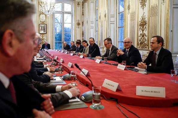 Réunion au sommet  avec les organisations syndicales pour le Premier ministre Édouard Philippe. (Photo : BENOIT TESSIER/POOL/AFP via Getty Images)