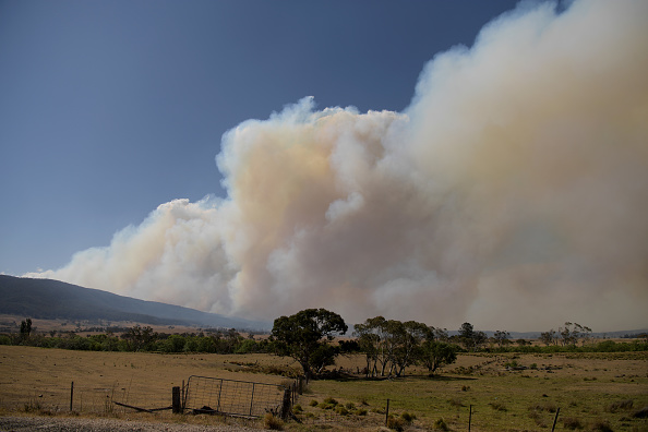 -Des vents forts créent des ravages en soufflant près du parc national de Tallaganda à l'extérieur de Braidwood le 30 novembre 2019 à Canberra, en Australie. Le feu de brousse incontrôlable et les conditions chaudes et venteuses prévues dans la région n’arrangent riens. Photo de Tracey Nearmy / Getty Images.