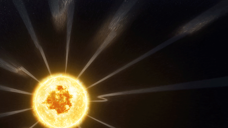 Flux constant du vent solaire entraîné à changer de direction par rotation solaire. La sonde solaire Parker a révélé un flux constant de vent solaire lent provenant d'un petit trou coronal sur cette image prise par l'Observatoire de dynamique solaire de la NASA - 27 octobre 2018. Bien que les scientifiques sachent depuis longtemps que les courants de vent solaire rapide proviennent des trous coronaux près des pôles, ils n'ont pas encore identifié de façon concluante la source du vent solaire lent du Soleil. (NASA/Vidéo Capture)