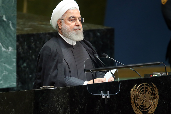 -Illustration- Le président iranien Hassan Rouhani prend la parole à la 74e Assemblée générale des Nations Unies (ONU) le 25 septembre 2019 à New York. Photo de Spencer Platt / Getty Images.
