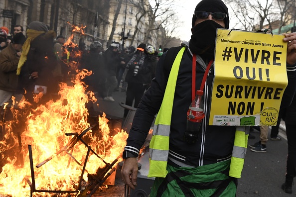 Manifestation contre la réforme des retraites à Paris le 11 janvier 2020. (BERTRAND GUAY/AFP via Getty Images)