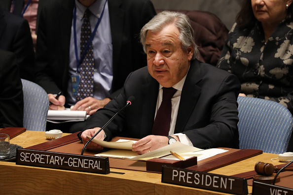 Le secrétaire général des Nations Unies (ONU), António Guterres, prend la parole lors d'une réunion du Conseil de sécurité des Nations Unies le 9 janvier 2020 à New York. (Photo : Spencer Platt/Getty Images)