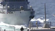 Une vidéo incroyable montre un navire de guerre russe qui traque un navire de la marine américaine de façon agressive