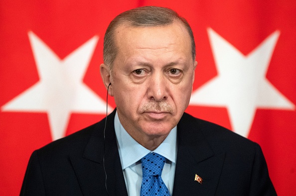 Le président turc Erdogan à Moscou le 5 mars 2020. (PAVEL GOLOVKIN/POOL/AFP via Getty Images)