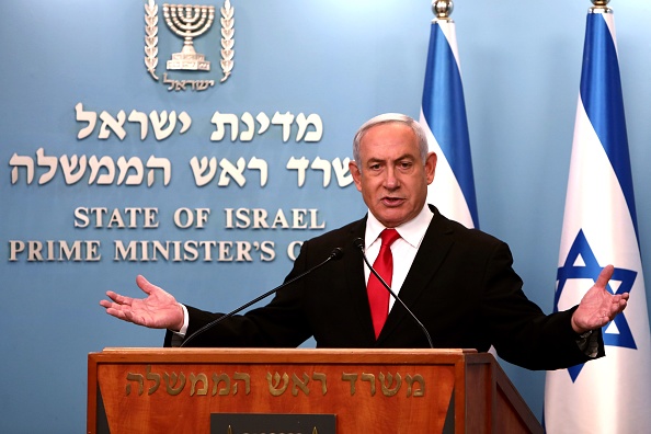 -Le Premier ministre israélien Benjamin Netanyahu prononce un discours, concernant les nouvelles mesures qui seront prises pour lutter contre le virus Corona en Israël. Photo de GALI TIBBON / POOL / AFP via Getty Images.