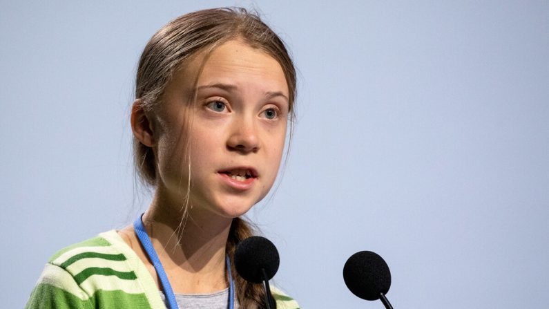 La militante environnementale suédoise Greta Thunberg prononce un discours lors de la session plénière lors de la conférence sur le climat COP25 à Madrid le 11 décembre 2019. (Pablo Blazquez Dominguez/Getty Images)